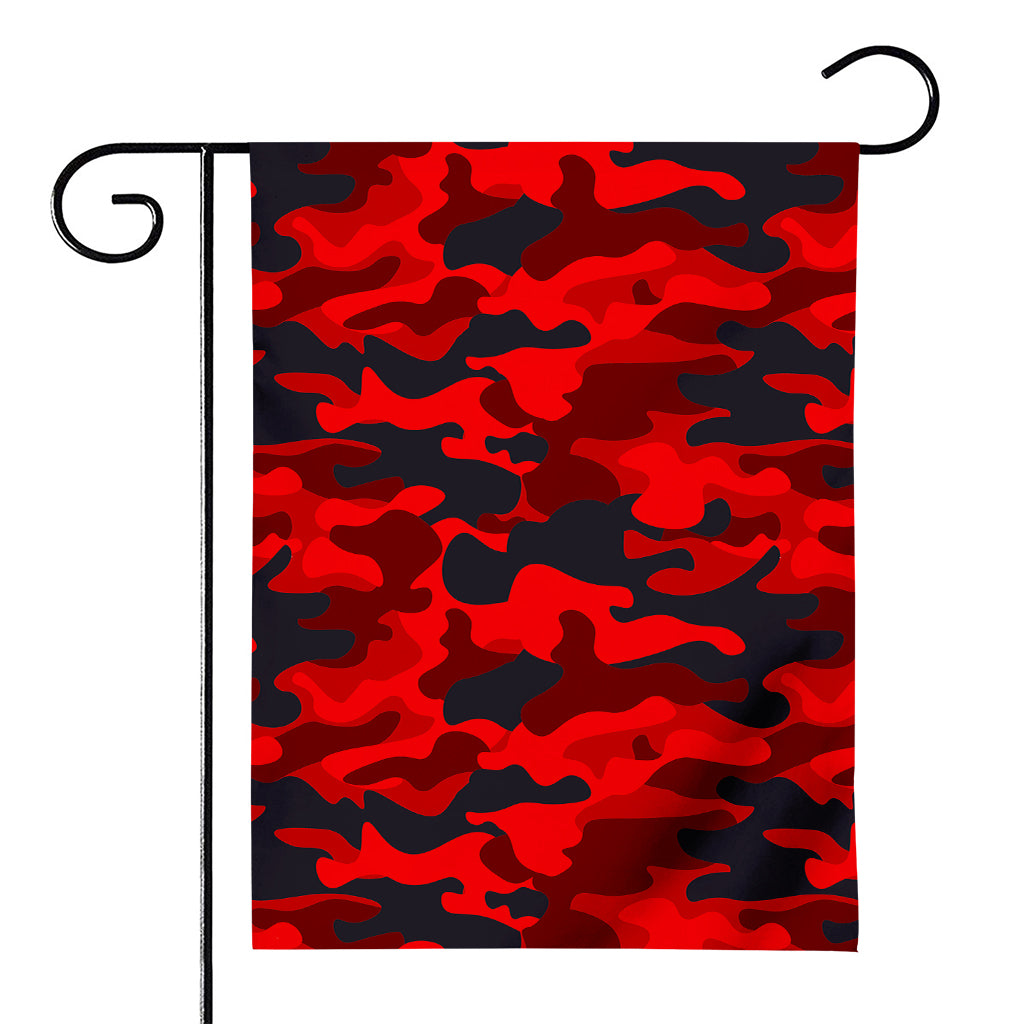 Red And Black Camouflage Print House Flag