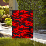 Red And Black Camouflage Print House Flag