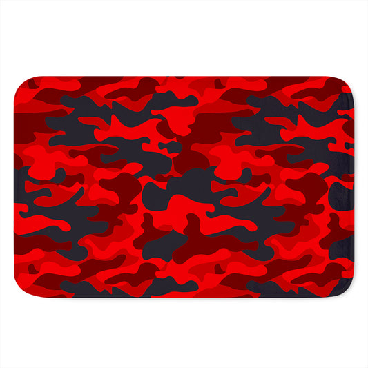 Red And Black Camouflage Print Indoor Door Mat