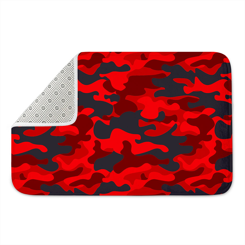 Red And Black Camouflage Print Indoor Door Mat