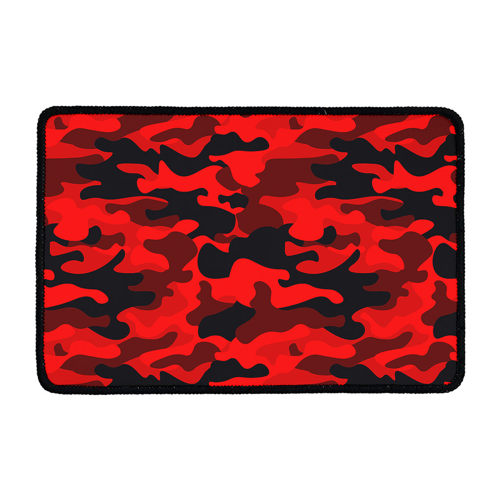 Red And Black Camouflage Print Kitchen Mat
