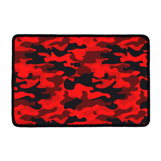 Red And Black Camouflage Print Kitchen Mat