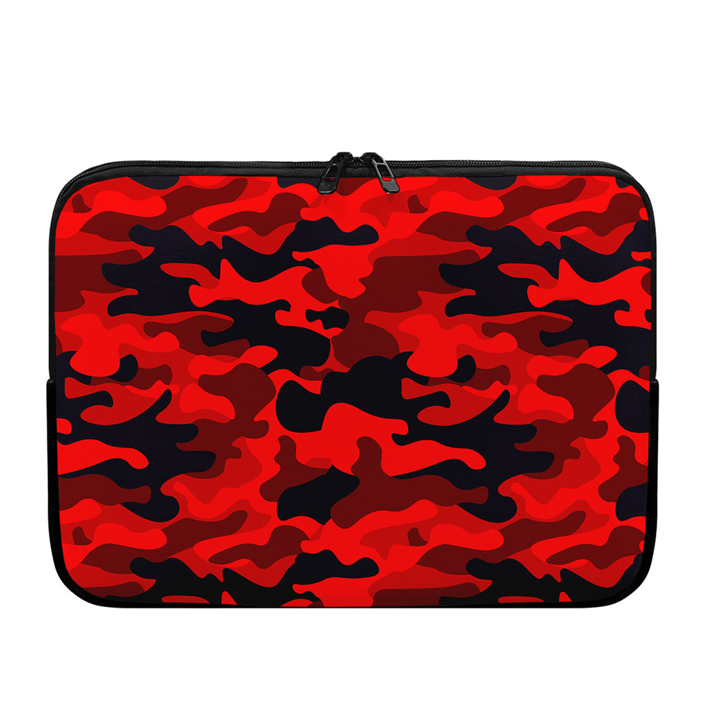 Red And Black Camouflage Print Laptop Sleeve