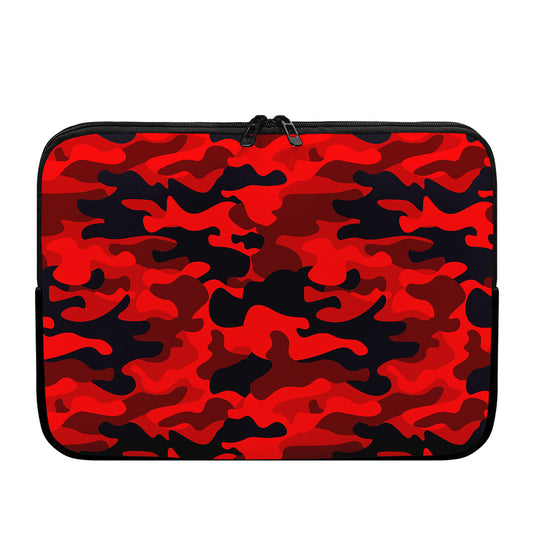 Red And Black Camouflage Print Laptop Sleeve