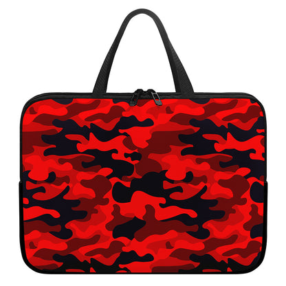 Red And Black Camouflage Print Laptop Sleeve With Handle