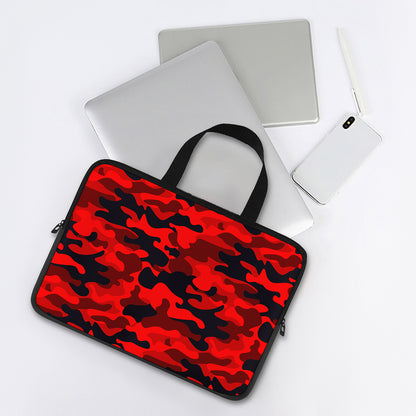 Red And Black Camouflage Print Laptop Sleeve With Handle