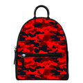 Red And Black Camouflage Print Leather Backpack