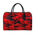 Red And Black Camouflage Print Leather Duffel Bag