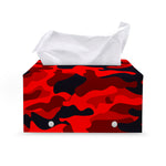 Red And Black Camouflage Print Leather Tissue Box Cover