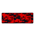 Red And Black Camouflage Print Long Kitchen Mat