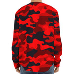 Red And Black Camouflage Print Long Sleeve Baseball Jersey