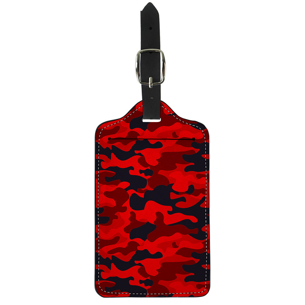 Red And Black Camouflage Print Luggage Tag