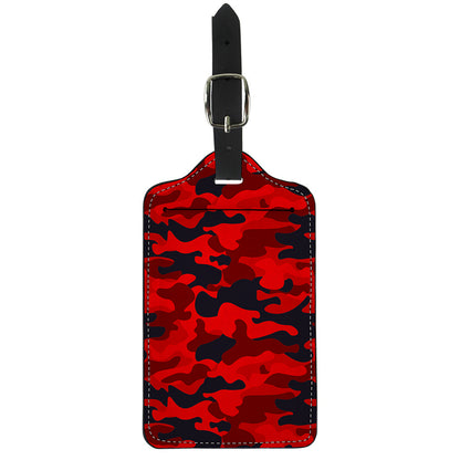 Red And Black Camouflage Print Luggage Tag