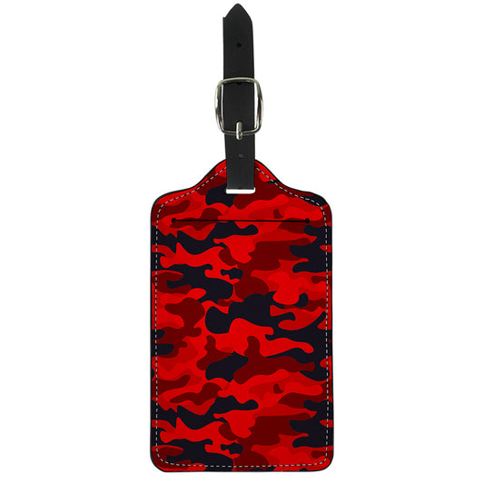 Red And Black Camouflage Print Luggage Tag