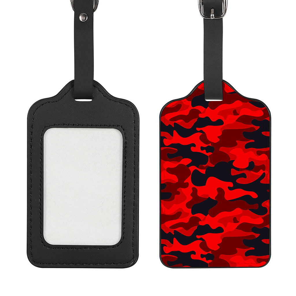 Red And Black Camouflage Print Luggage Tag
