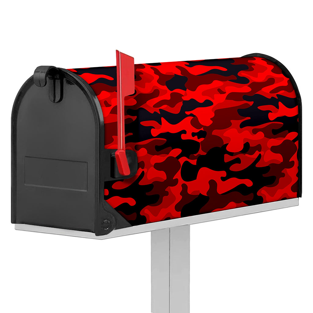 Red And Black Camouflage Print Mailbox Cover