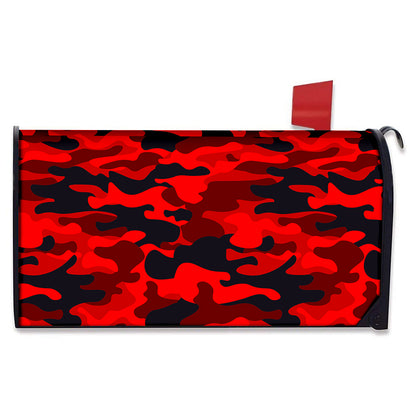 Red And Black Camouflage Print Mailbox Cover