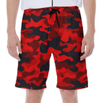 Red And Black Camouflage Print Men's Beach Shorts