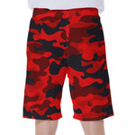 Red And Black Camouflage Print Men's Beach Shorts