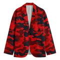 Red And Black Camouflage Print Men's Blazer