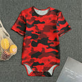 Red And Black Camouflage Print Men's Bodysuit