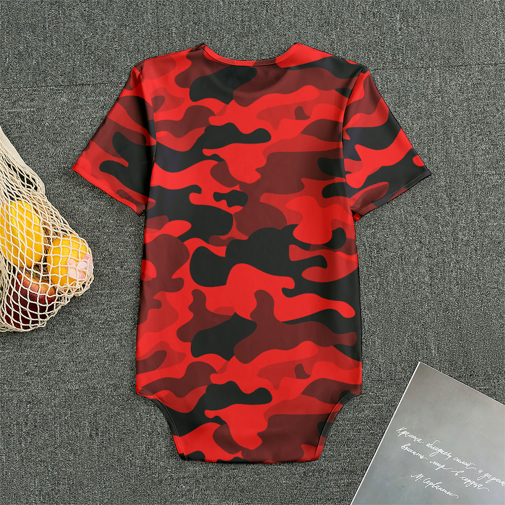Red And Black Camouflage Print Men's Bodysuit