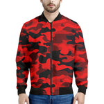 Red And Black Camouflage Print Men's Bomber Jacket