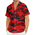 Red And Black Camouflage Print Men's Deep V-Neck Shirt