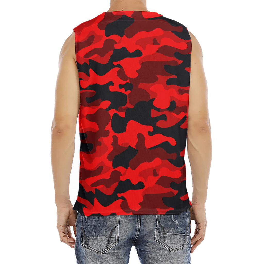 Red And Black Camouflage Print Men's Fitness Tank Top