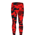 Red And Black Camouflage Print Men's leggings