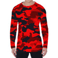 Red And Black Camouflage Print Men's Long Sleeve T-Shirt