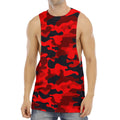 Red And Black Camouflage Print Men's Muscle Tank Top