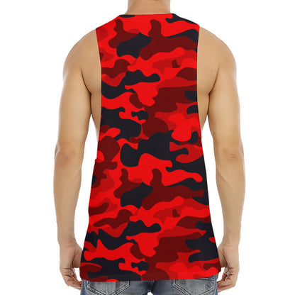 Red And Black Camouflage Print Men's Muscle Tank Top
