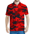 Red And Black Camouflage Print Men's Polo Shirt