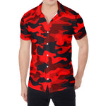 Red And Black Camouflage Print Men's Shirt