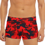 Red And Black Camouflage Print Men's Short Boxer Briefs