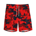 Red And Black Camouflage Print Men's Athletic Shorts