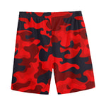 Red And Black Camouflage Print Men's Sports Shorts