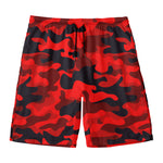 Red And Black Camouflage Print Men's Swim Trunks
