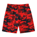 Red And Black Camouflage Print Men's Swim Trunks