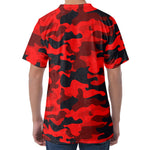Red And Black Camouflage Print Men's Velvet T-Shirt