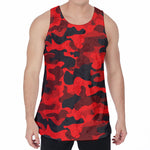 Red And Black Camouflage Print Men's Velvet Tank Top