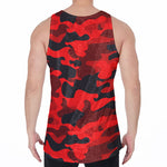 Red And Black Camouflage Print Men's Velvet Tank Top