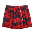 Red And Black Camouflage Print Mesh Shorts