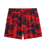 Red And Black Camouflage Print Mesh Shorts