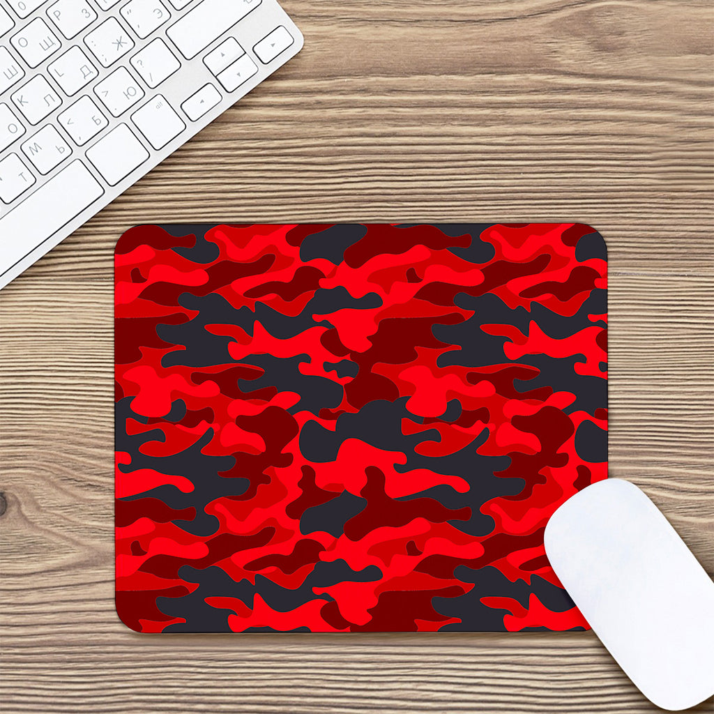 Red And Black Camouflage Print Mouse Pad