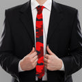 Red And Black Camouflage Print Necktie