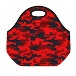 Red And Black Camouflage Print Neoprene Lunch Bag
