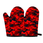 Red And Black Camouflage Print Oven Mitts