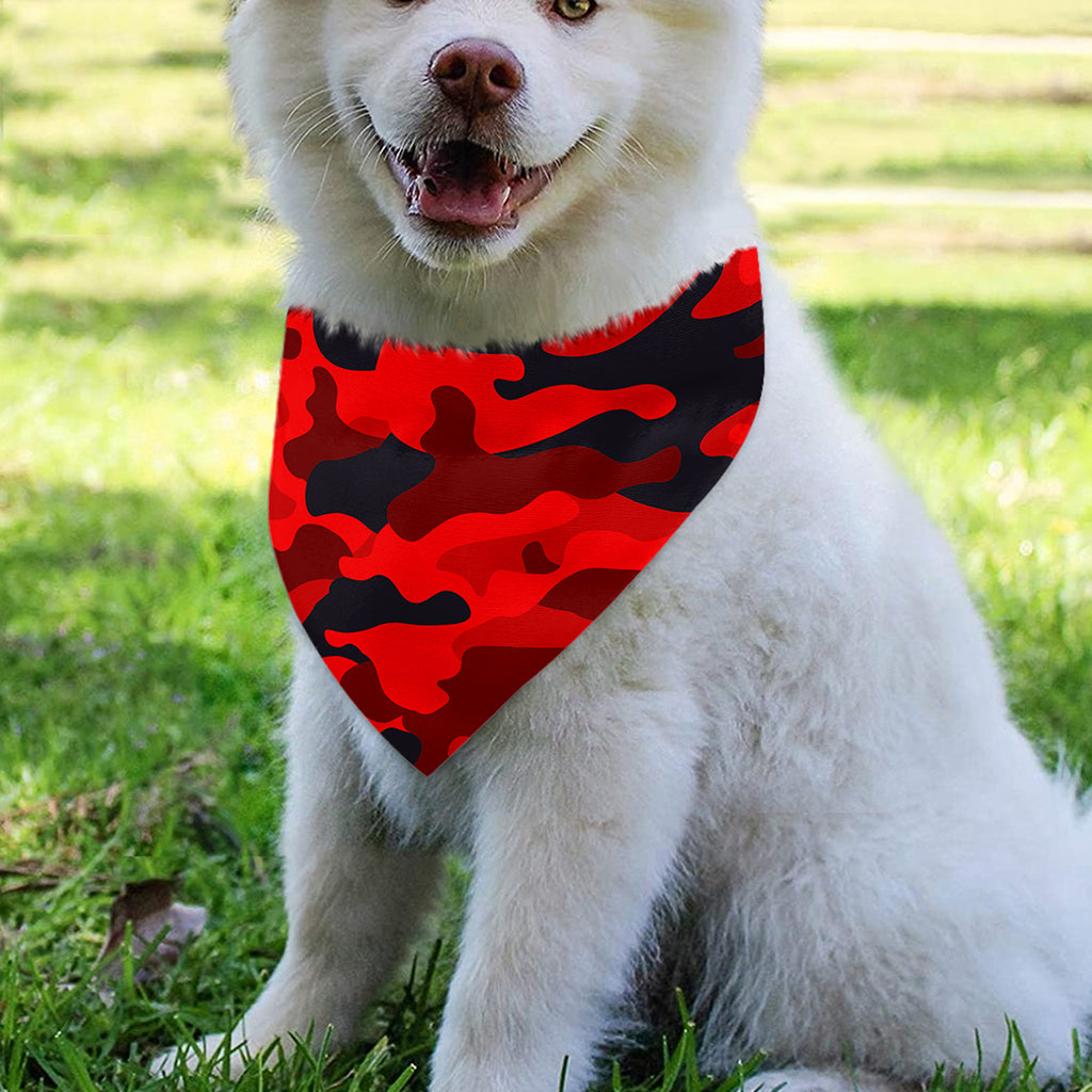 Red And Black Camouflage Print Over The Collar Dog Bandana